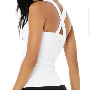 Alo elevate ribbed workout yoga tank white; excellent condition
